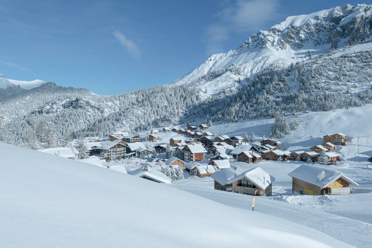 Ausblick auf Malbun in Liechtenstein im Winter