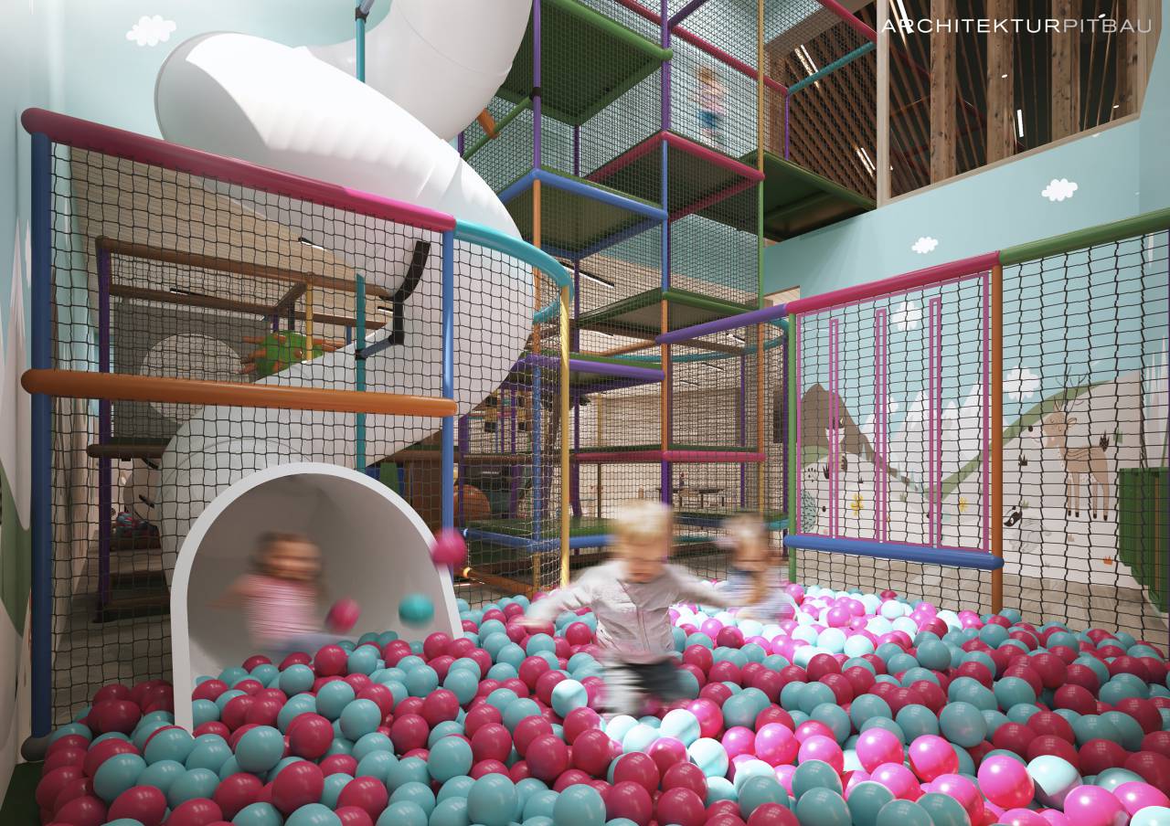 Grafik Neubau Bällebad Familienhotel Gorfion Liechtenstein