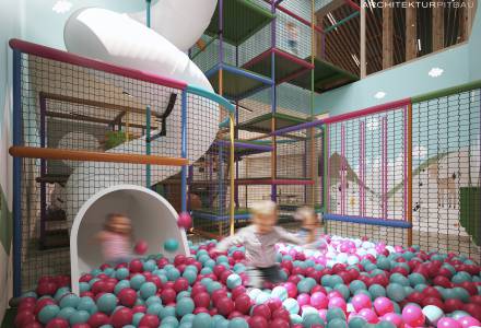 Grafik Neubau Bällebad Familienhotel Gorfion Liechtenstein