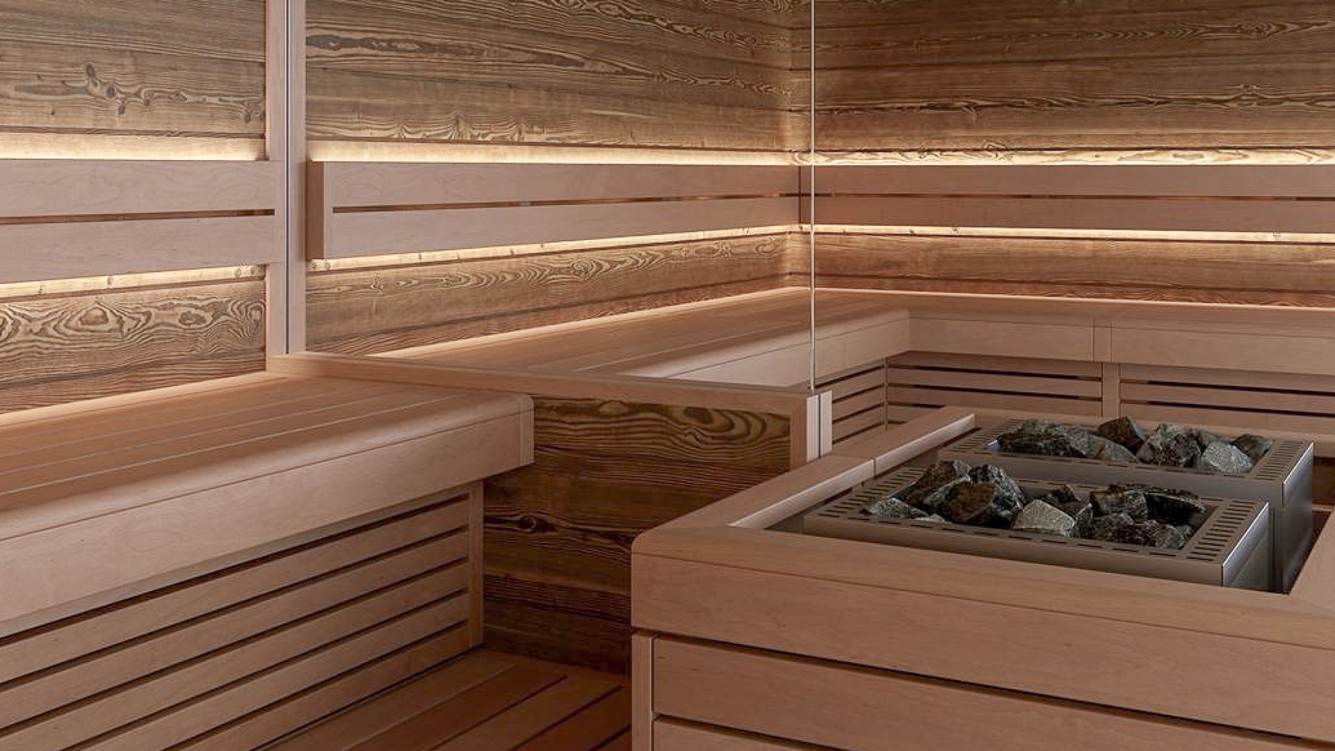 Sauna im Wellnessbereich des Familienhotel Gorfion Liechtenstein
